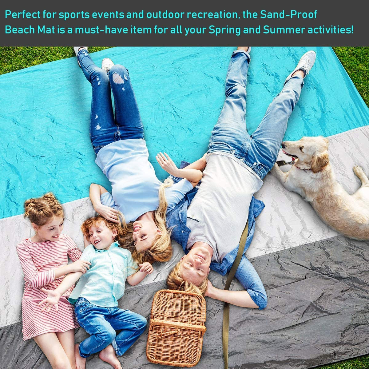 Sand Free Beach Blanket 10' X 9' Large Oversized Waterproof Soft Lightweight Durable Quick Drying Portable Sand Proof Mat for Adults Family Picnic Travel Camping Hiking with 4 Corner Pockets