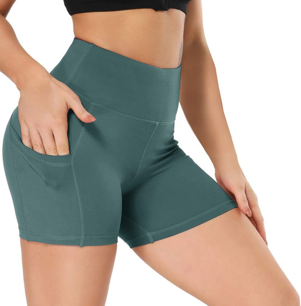 Yoga Shorts for Women – 5" High Waisted Biker Shorts with Pockets for Workout, Training, Running