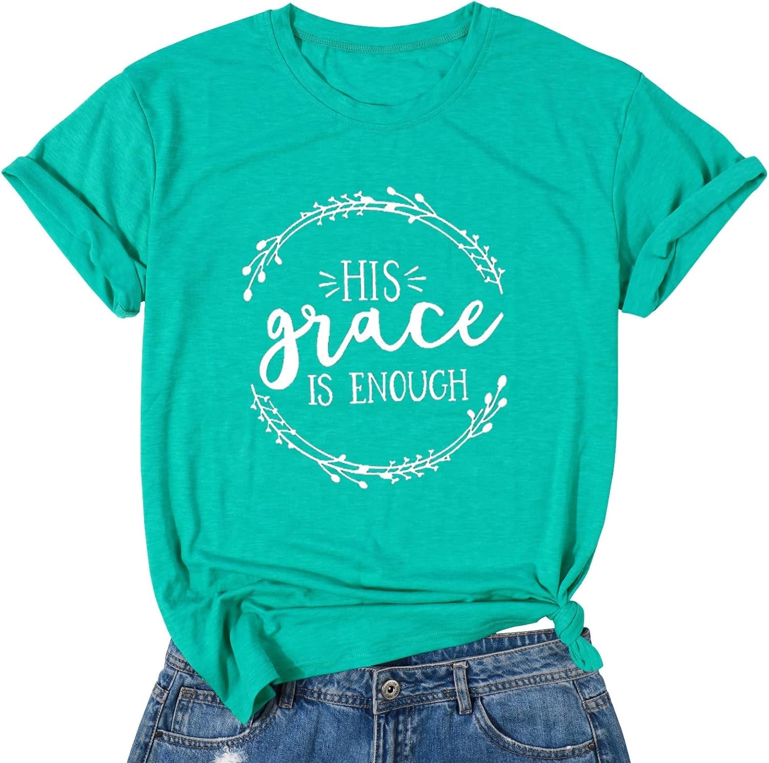 Christian Shirts for Women His Grace Is Enough T Shirt Easter Jesus Short Sleeve Casual Tee Tops