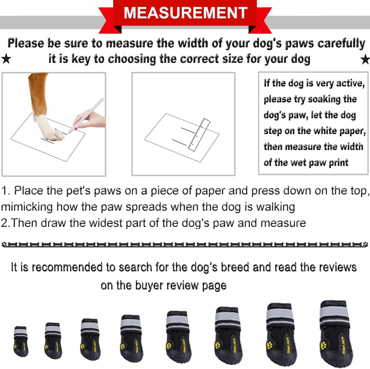 Dog Shoes for Large Dogs, Medium Dog Boots & Paw Protectors for Winter Snowy Day, Summer Hot Pavement, Waterproof in Rainy Weather, Outdoor Walking, Indoor Hardfloors anti Slip Sole Black Size 6