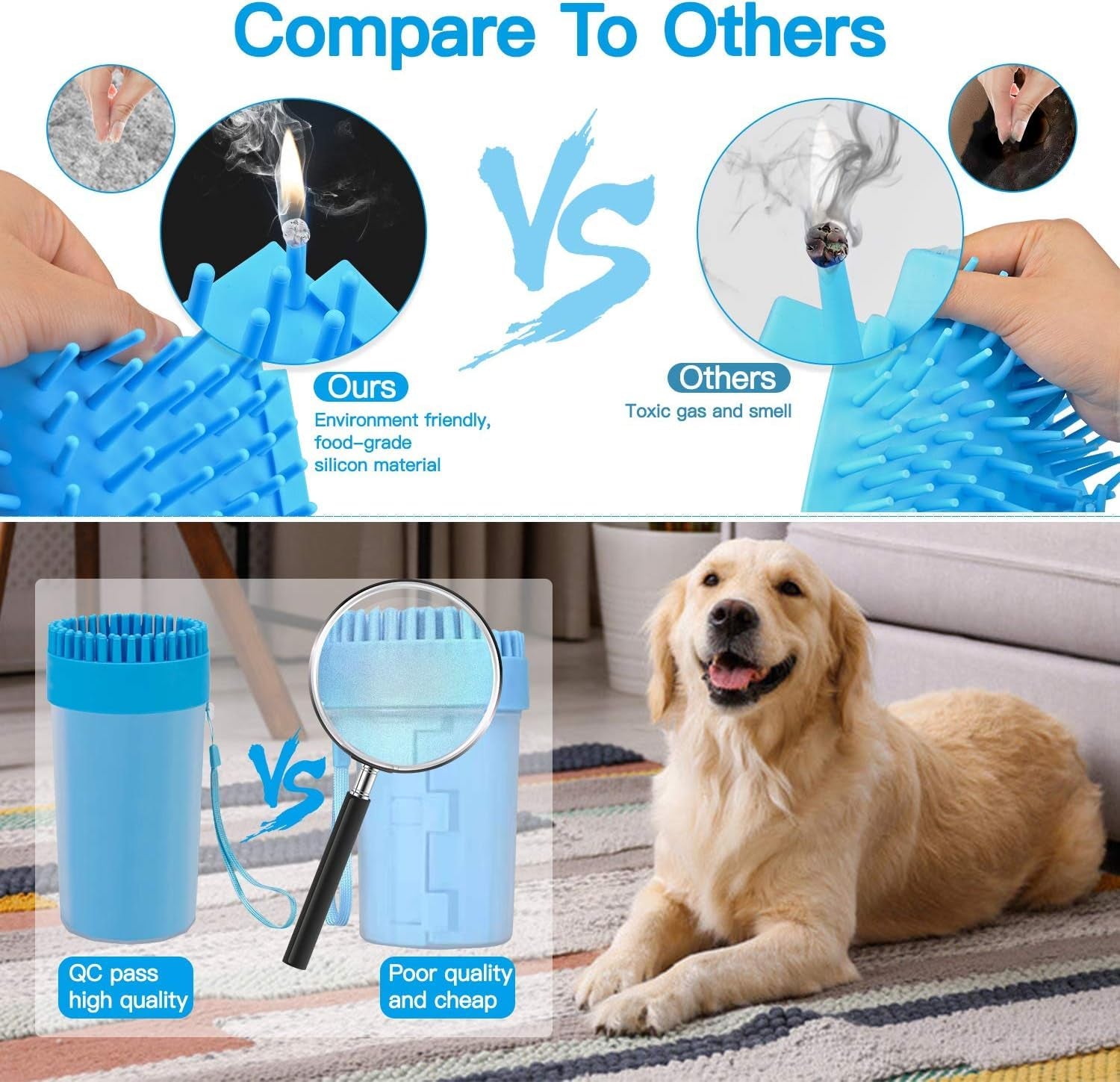 Dog Paw Cleaner,Upgrade 2 in 1 Portable Dog Paw Washer,Buddy Muddy Pet Foot Cleaner for Medium Large Breed Dogs Cats (With Absorbent Towel)