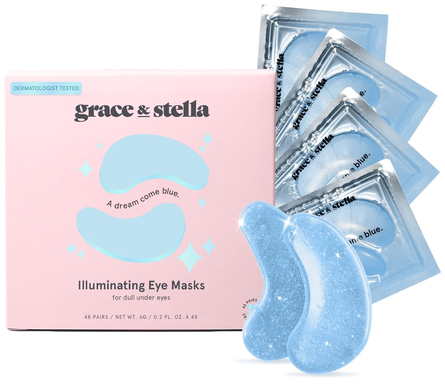 Under Eye Mask (Gold, 24 Pairs) Reduce Dark Circles, Puffy Eyes, Undereye Bags, Wrinkles - Gel under Eye Patches, Vegan Cruelty-Free Self Care by Grace and Stella