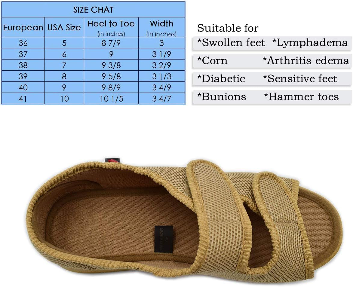 Women'S Comfortable Open Toe Arthritis Edema House Slippers for Diabetic Flat Feet Swollen Feet