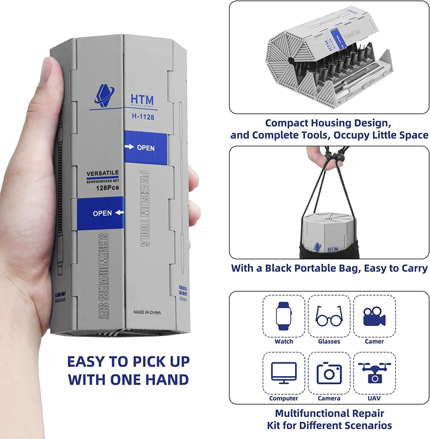 128 in 1 Precision Screwdriver Set Professional Magnetic Repair Tool Kit for Computer, Laptop, Xbox, Macbook, Game Console (H1128)