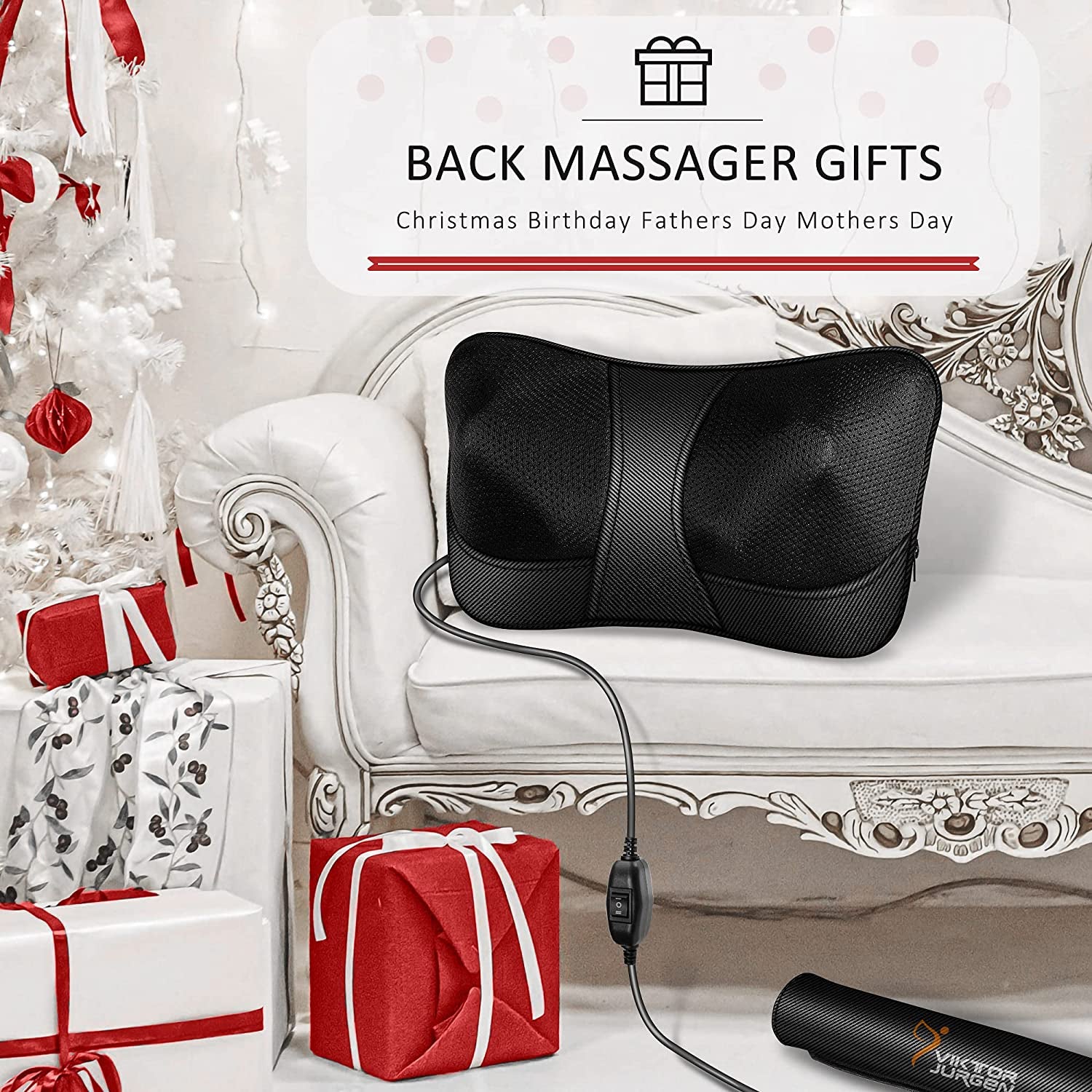 Back Massager, Neck Massager with Heat, Shiatsu Shoulder Massager Gifts for Women Men, Deep Kneading Electric Neck Back Massager, Massage Pillow Gifts for Christmas, Mothers Day, Fathers