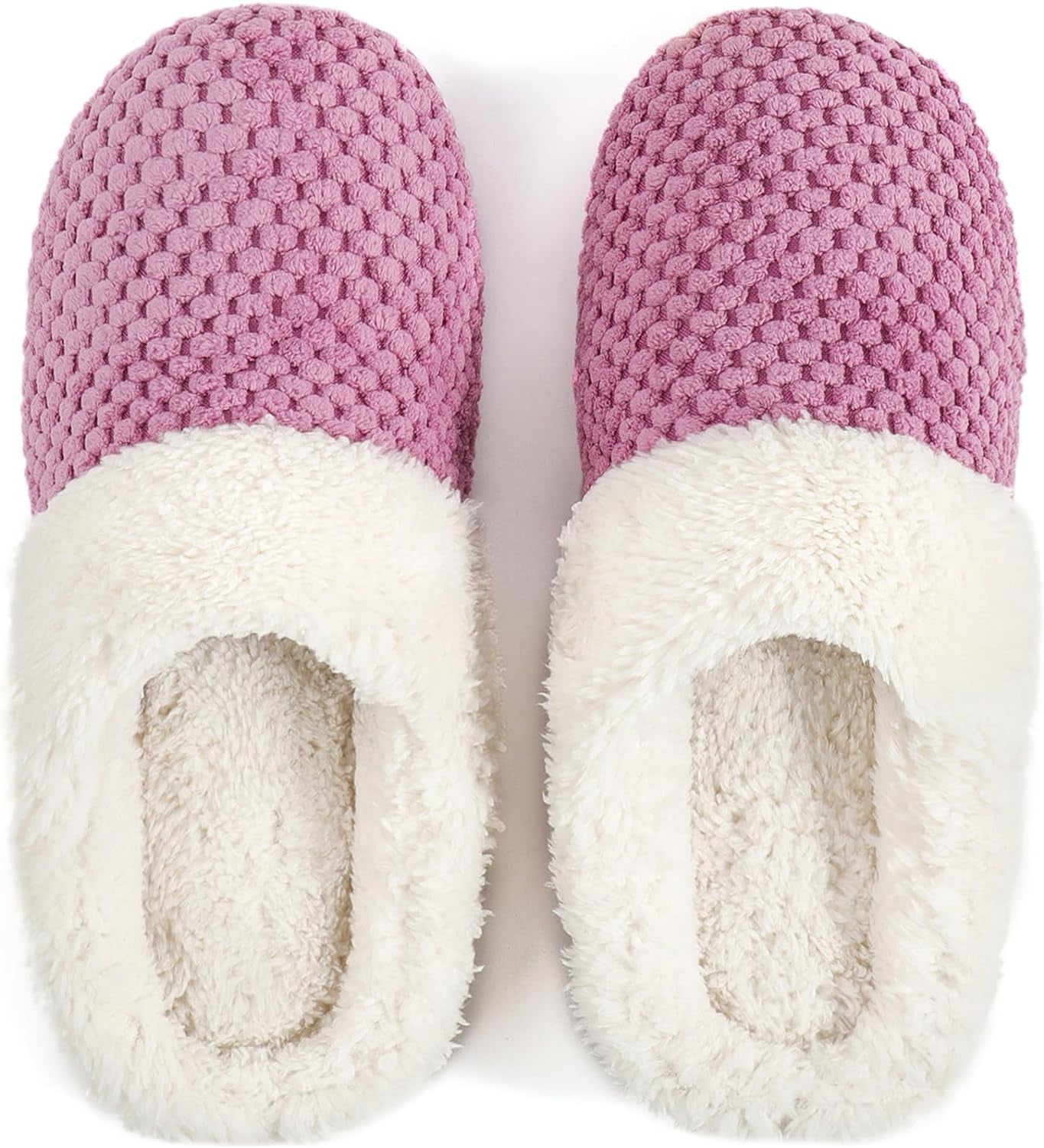 Women'S Lamb-Hug Comfy Fleece House Slippers Memory Foam, Slip-On House Shoes Indoor Outdoor