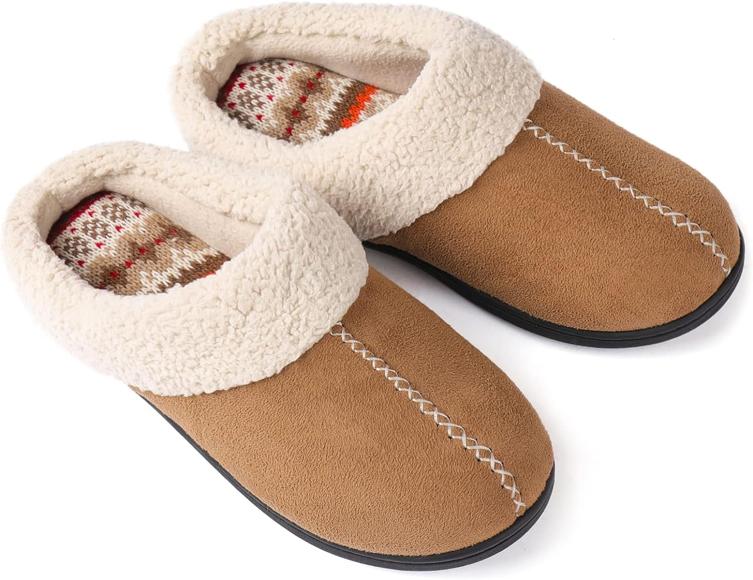 Women'S Lamb-Hug Comfy Fleece House Slippers Memory Foam, Slip-On House Shoes Indoor Outdoor